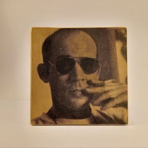 Hunter S. Thompson portrait on wood
